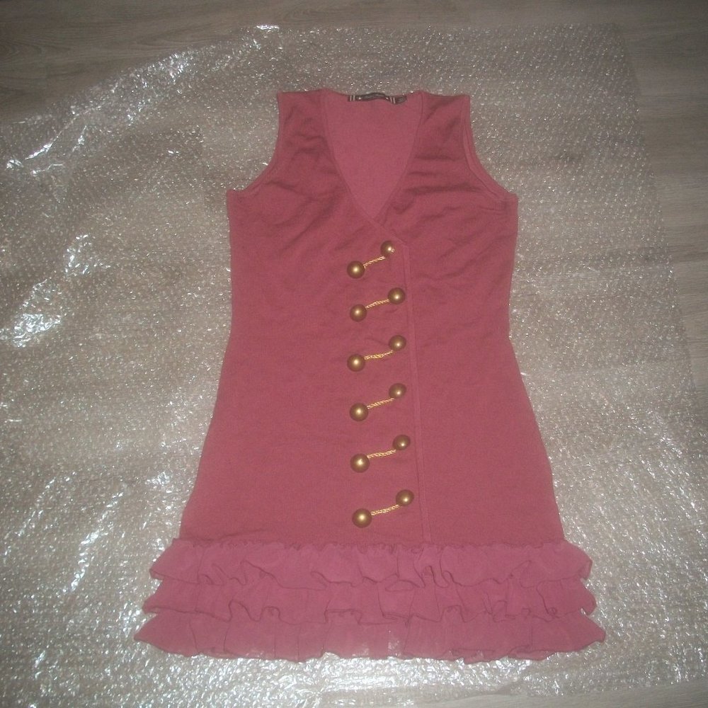 womens knit sleeveless dress.ruffled hem.TWELVE BY TWELVE.size large